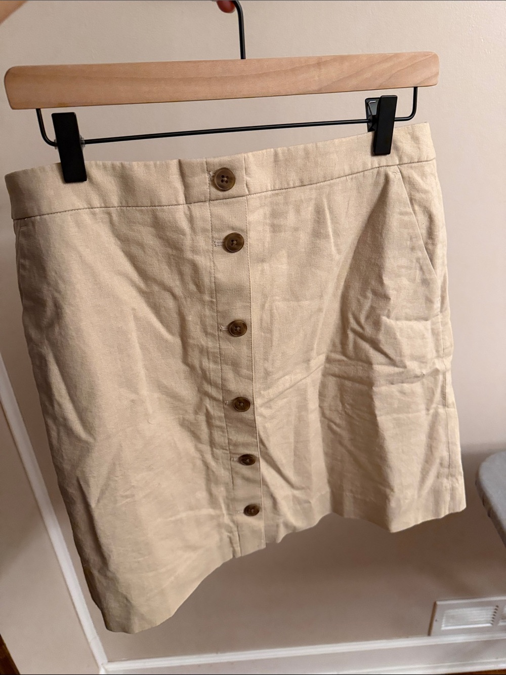 J. Crew Beige 100% cotton Button-Front Women's Skirt